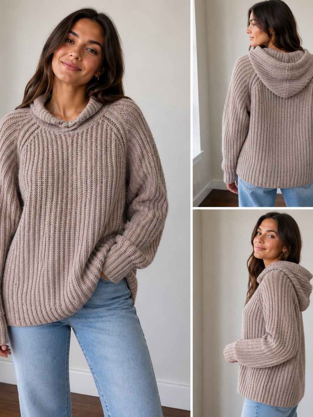 🍁 Aerie Oversized Open Road Sweater Hoodie Pullover Speckled Confetti Size L
